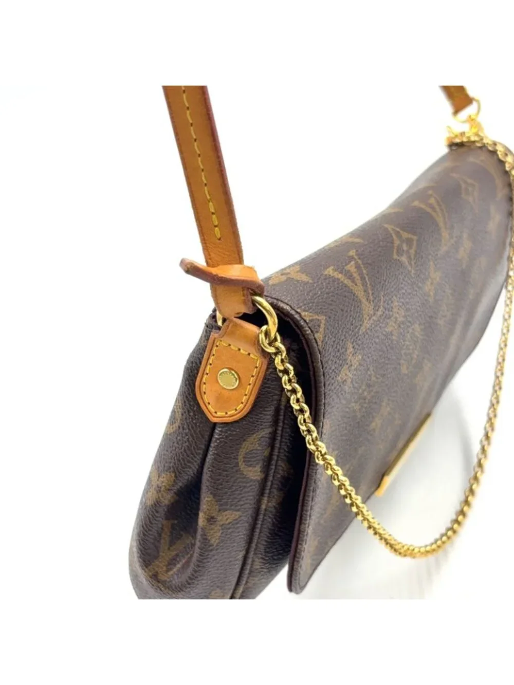 Louis Vuitton Favorite MM Monogram Leather Brown Light Handbag Gold